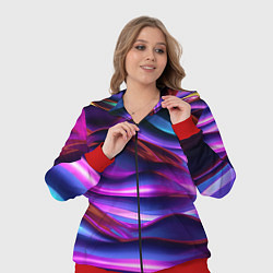 Женский 3D-костюм Неоновые синие и фиолетовые волны, цвет: 3D-красный — фото 2