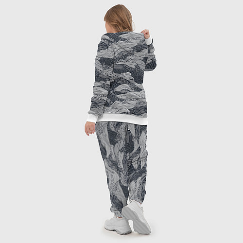 Женский костюм Черные абстрактные волны / 3D-Белый – фото 5