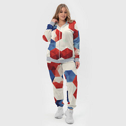 Женский 3D-костюм Белые синие красные плиты, цвет: 3D-меланж — фото 2