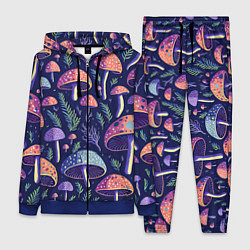 Женский 3D-костюм Грибы паттерн, цвет: 3D-синий
