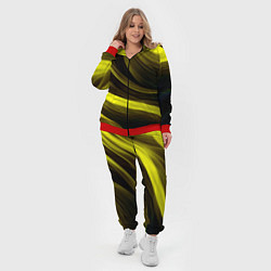 Женский 3D-костюм Черные и желтые линии, цвет: 3D-красный — фото 2