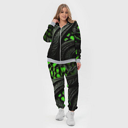 Женский 3D-костюм Green black abstract, цвет: 3D-меланж — фото 2