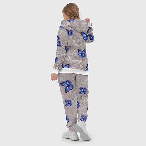 Женский костюм Газетные обрывки и синие бабочки / 3D-Белый – фото 5