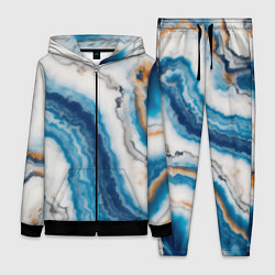 Женский 3D-костюм Узор волна голубой океанический агат, цвет: 3D-черный