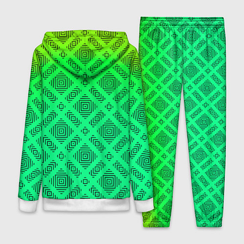 Женский костюм Желто-зеленый градиентный фон с геометрическим узо / 3D-Белый – фото 2