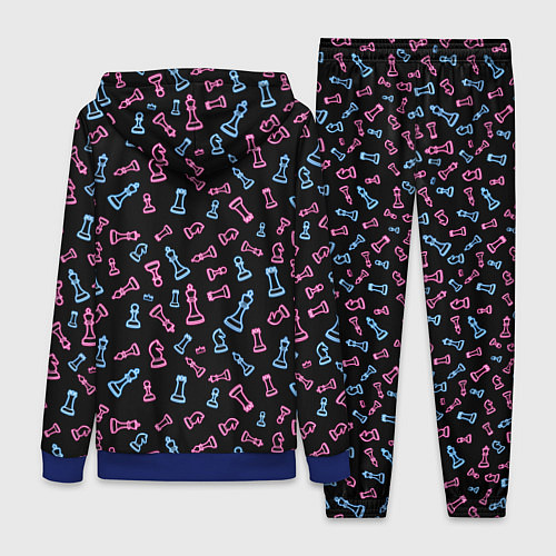 Женский костюм Неоновые розовые и голубые шахматные фигуры на чер / 3D-Синий – фото 2