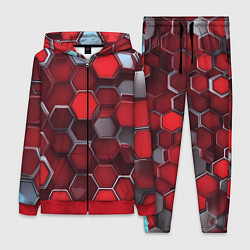 Женский костюм Cyber hexagon red