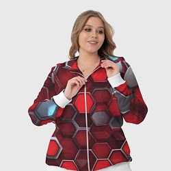 Женский 3D-костюм Cyber hexagon red, цвет: 3D-белый — фото 2