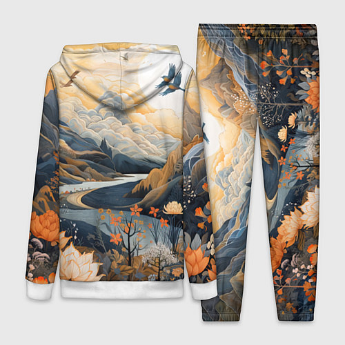 Женский костюм Солнечное утро в цветущих горах / 3D-Белый – фото 2