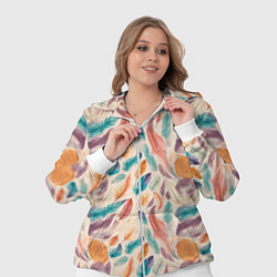 Женский 3D-костюм Разноцветные перья узор, цвет: 3D-белый — фото 2