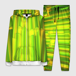 Женский 3D-костюм Зеленые неоновые полосы, цвет: 3D-белый