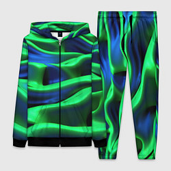 Женский 3D-костюм Зеленые неоновые волны, цвет: 3D-черный