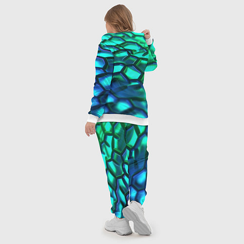 Женский костюм Зеленые и синие соты / 3D-Белый – фото 5