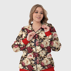 Женский 3D-костюм Винтажные цветы паттерн, цвет: 3D-красный — фото 2