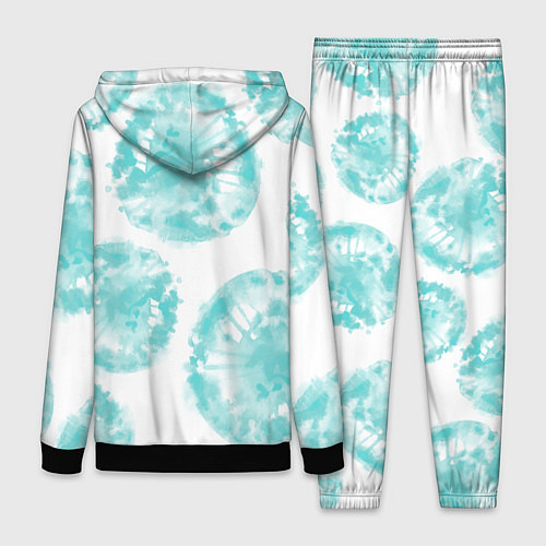 Женский костюм Акварельные голубые био формы / 3D-Черный – фото 2