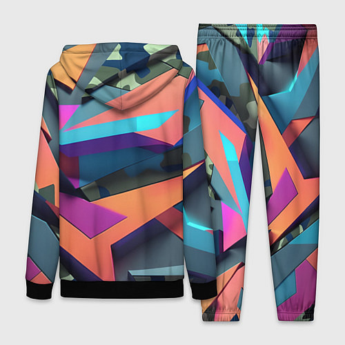 Женский костюм Камуфляж и цветная геометрия - нейросеть / 3D-Черный – фото 2
