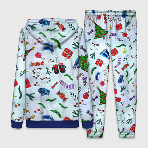 Женский костюм Елочный узор с новогодними атрибутами / 3D-Синий – фото 2