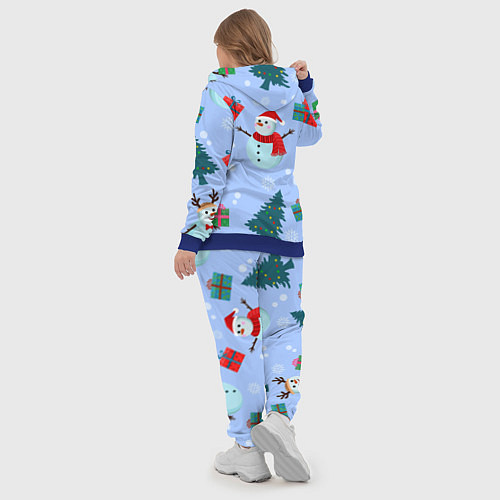 Женский костюм Снеговики с новогодними подарками паттерн / 3D-Синий – фото 5