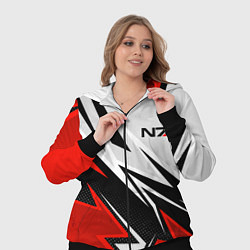 Женский 3D-костюм N7 mass effect - white and red, цвет: 3D-черный — фото 2