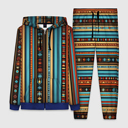 Женский 3D-костюм Этнический паттерн в вертикальную полоску, цвет: 3D-синий