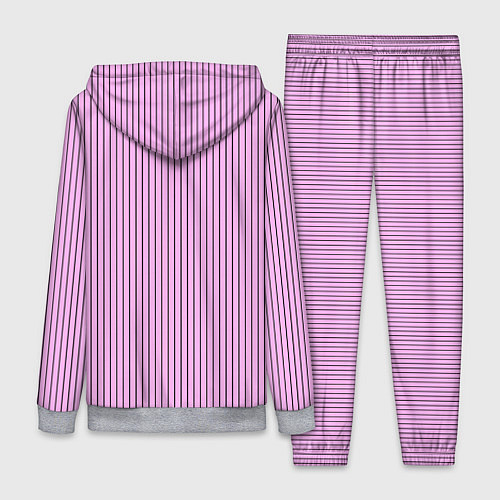 Женский костюм Строгий розовый в чёрную полоску / 3D-Меланж – фото 2