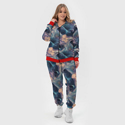 Женский 3D-костюм Волнообразная фрактальная абстракция, цвет: 3D-красный — фото 2