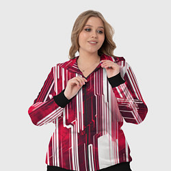 Женский 3D-костюм Киберпанк полосы белый и красный, цвет: 3D-черный — фото 2