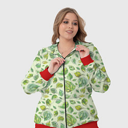 Женский 3D-костюм Акварельные листья с узором, цвет: 3D-красный — фото 2