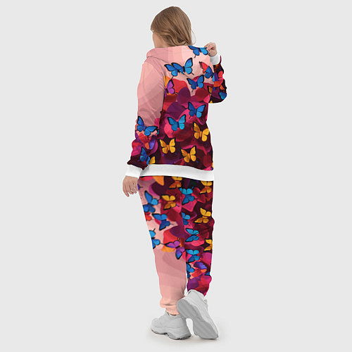 Женский костюм Разноцветные бабочки - розовые цветы / 3D-Белый – фото 5