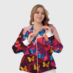 Женский 3D-костюм Разноцветные бабочки - розовые цветы, цвет: 3D-белый — фото 2