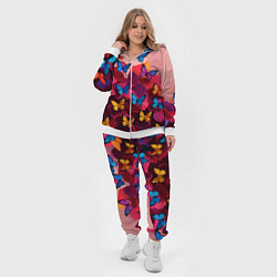 Женский 3D-костюм Разноцветные бабочки - розовые цветы, цвет: 3D-белый — фото 2