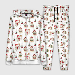 Женский 3D-костюм Новогодние снеговики, цвет: 3D-белый