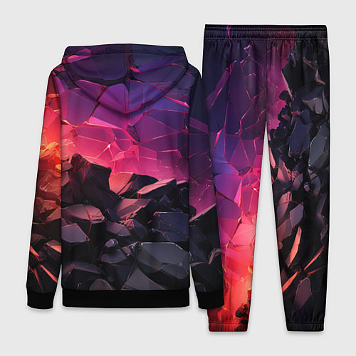 Женский костюм Темные фиолетовые камни текстура / 3D-Черный – фото 2