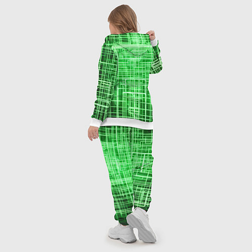 Женский костюм Зелёные неоновые полосы киберпанк / 3D-Белый – фото 5