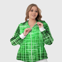 Женский 3D-костюм Зелёные неоновые полосы киберпанк, цвет: 3D-белый — фото 2