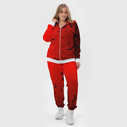 Женский 3D-костюм Летучие мыши на красном фоне, цвет: 3D-белый — фото 2