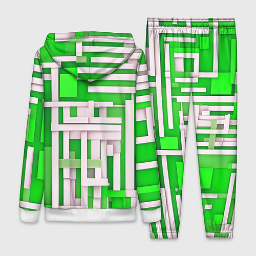 Женский костюм Полосы на зелёном фоне / 3D-Белый – фото 2