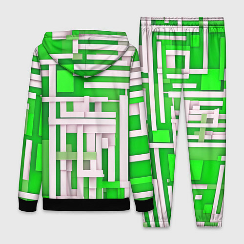 Женский костюм Полосы на зелёном фоне / 3D-Черный – фото 2