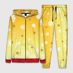 Женский 3D-костюм Снежинки и звезды на желтом, цвет: 3D-красный