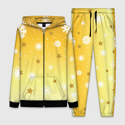 Женский 3D-костюм Снежинки и звезды на желтом, цвет: 3D-черный