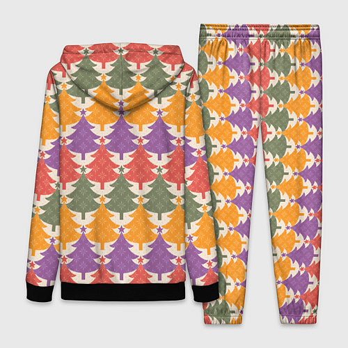 Женский костюм Новогодние разноцветные ёлочки / 3D-Черный – фото 2