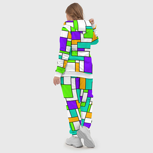 Женский костюм Геометрический зелёно-фиолетовый / 3D-Белый – фото 5
