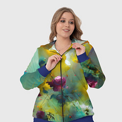 Женский 3D-костюм Абстрактные розы в пятнах краски, цвет: 3D-синий — фото 2