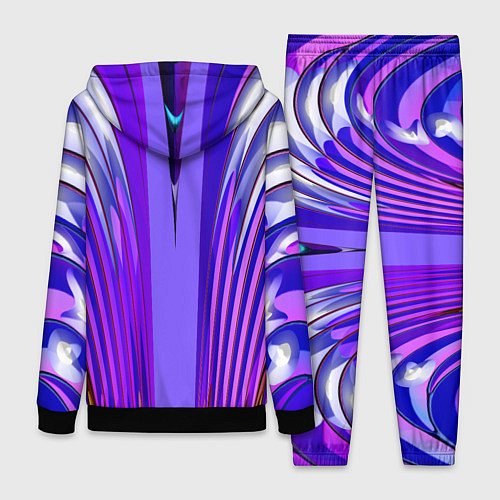 Женский костюм Фиолетовые линии и полосы / 3D-Черный – фото 2