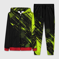 Женский 3D-костюм Зеленая краска на черном фоне, цвет: 3D-красный