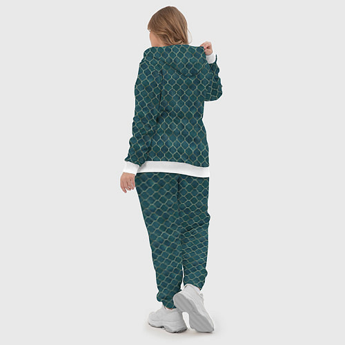 Женский костюм Золотой узор на бирюзовом фоне / 3D-Белый – фото 5