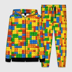 Женский 3D-костюм Лего - разноцветная стена, цвет: 3D-черный