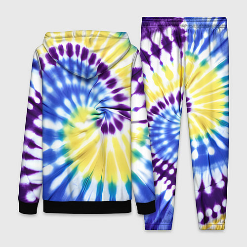 Женский костюм Тай дай наутилус в сиреневом, голубом и желтом цве / 3D-Черный – фото 2