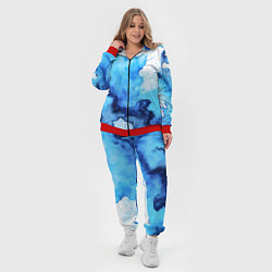 Женский 3D-костюм Синяя акварельная абстракция, цвет: 3D-красный — фото 2