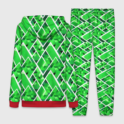 Женский костюм Зелёные треугольники и белые полосы / 3D-Красный – фото 2